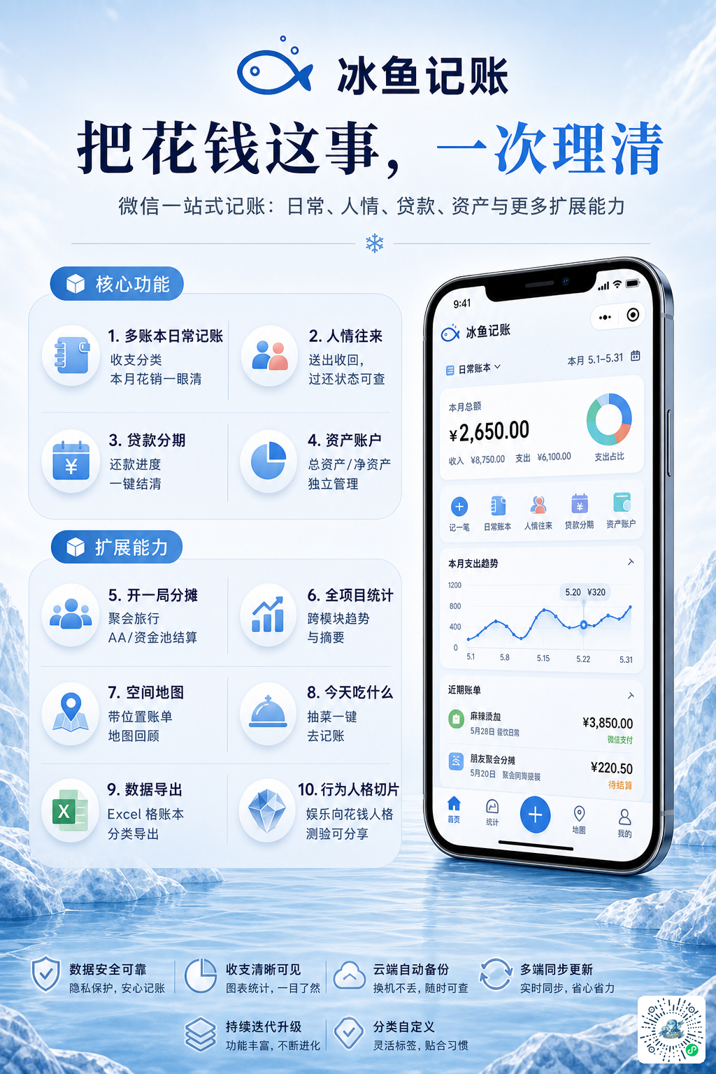 冰鱼记账功能介绍海报